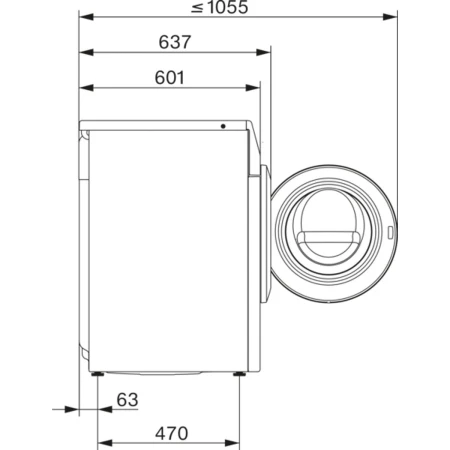 Dimensionerne for Miele WTI 370 WPM PowerWash 2.0