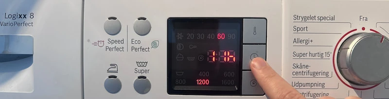 Uitgestelde start op een wasmachine