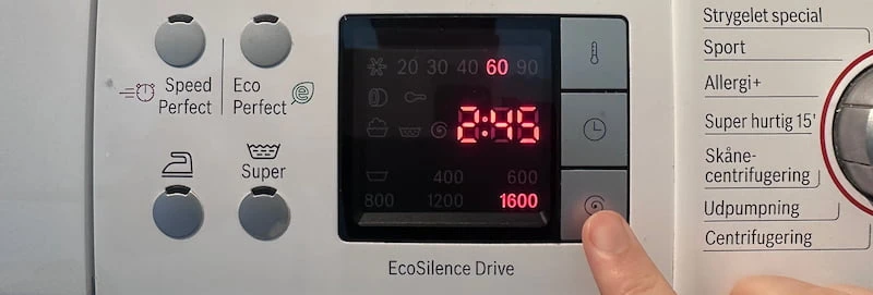 Keuze van de centrifugeersnelheid op een wasmachine