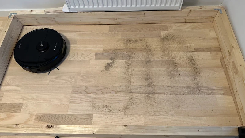 Momentopname net voordat de reiniging met de zandproef begon